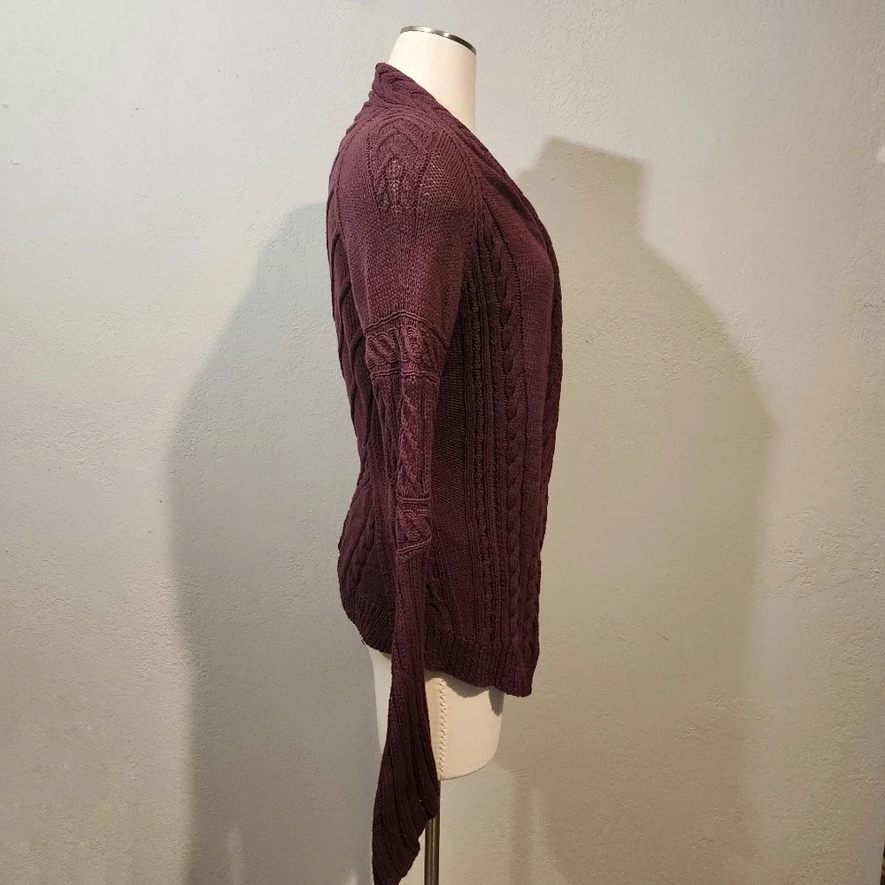 ANTHROPOLOGIE MOTH BURGUNDY SKELETON SPINE KNIT CARDIGAN SWEATER SZ S